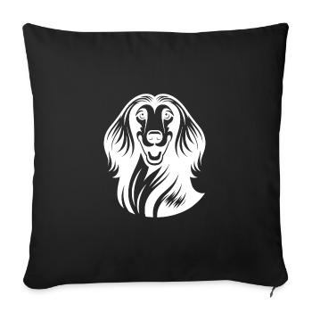 Portrait de chien afghan de chiens drôles - Housse de coussin décorative 45 x 45 cm - noir - Devant