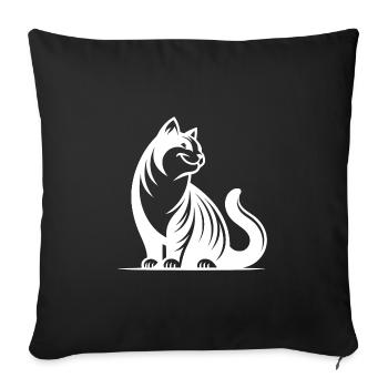 Cuddly purring house cat with cute look - Sofa pillowcase 17,3'' x 17,3'' (45 x 45 cm) - black - Front