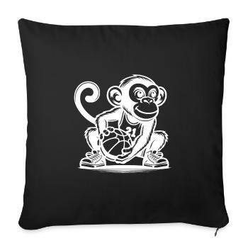 Sporty monkey with basketball - Sofa pillowcase 17,3'' x 17,3'' (45 x 45 cm) - black - Front