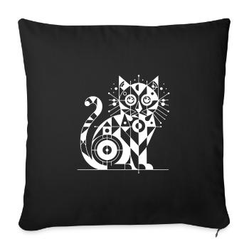 Cat Geometric Lines Design - Sofa pillowcase 17,3'' x 17,3'' (45 x 45 cm) - black - Front