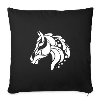 Tatouage de poney de portrait de tête de cheval - Housse de coussin décorative 45 x 45 cm - noir - Devant