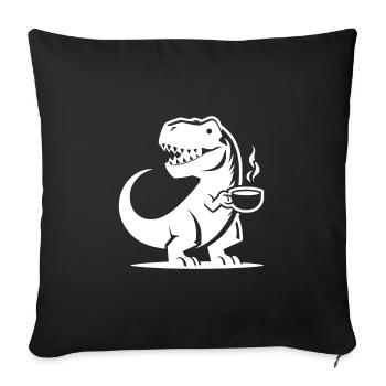 T-Rex dinosaure à la caféine avec tasse à café - Housse de coussin décorative 45 x 45 cm - noir - Devant