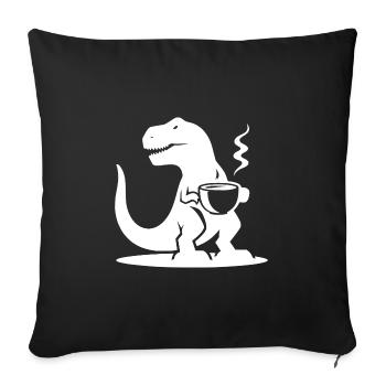 T-Rex avec tasse à café Evil Caffeine Dinosaur - Housse de coussin décorative 45 x 45 cm - noir - Devant