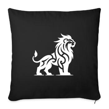 Proud tribal tattoo lion with wild mane - Sofa pillowcase 17,3'' x 17,3'' (45 x 45 cm) - black - Front