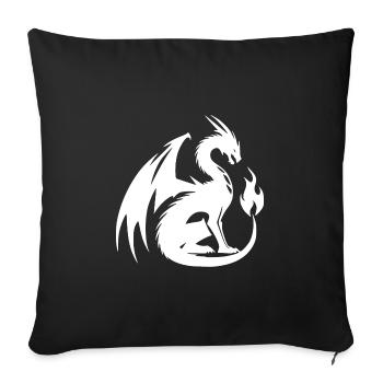 Dragon en colère avec d’énormes ailes et une flamme - Housse de coussin décorative 45 x 45 cm - noir - Devant