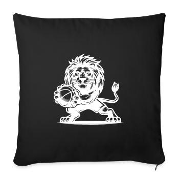 Lion sauvage du basket-ball avec basket-ball - Housse de coussin décorative 45 x 45 cm - noir - Devant