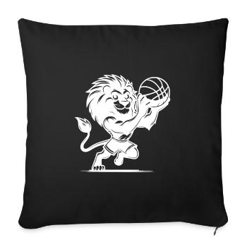 Clever lion with basketball while shooting basket - Sofa pillowcase 17,3'' x 17,3'' (45 x 45 cm) - black - Front
