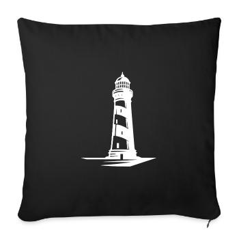 Vieux phare côtier rayé solitaire - Housse de coussin décorative 45 x 45 cm - noir - Devant