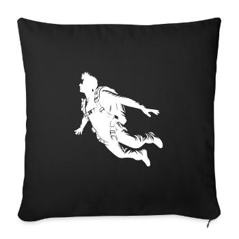 Parachutist man doing a parachute jump - Sofa pillowcase 17,3'' x 17,3'' (45 x 45 cm) - black - Front