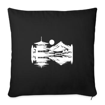 Asian Sunset Japanese Landscape - Sofa pillowcase 17,3'' x 17,3'' (45 x 45 cm) - black - Front