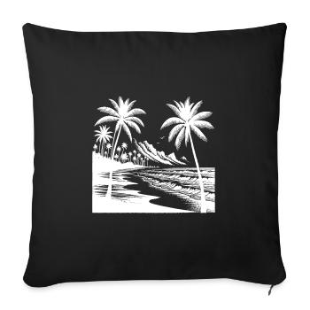 Côte de l’île Palmiers Plage et mer - Housse de coussin décorative 45 x 45 cm - noir - Devant