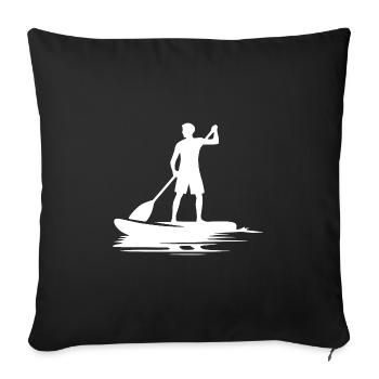 Randonnée en pagaie Stand Up Paddle Tour - Housse de coussin décorative 45 x 45 cm - noir - Devant