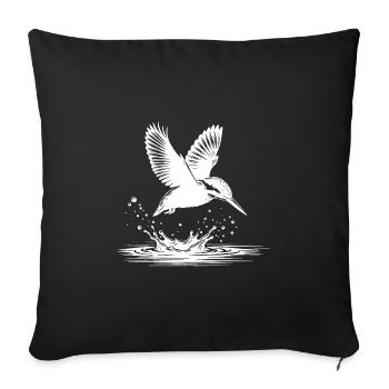 Kingfisher catching fish - Sofa pillowcase 17,3'' x 17,3'' (45 x 45 cm) - black - Front