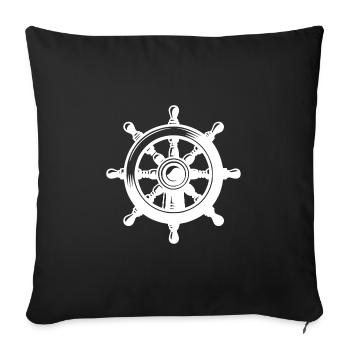 Montre de gouvernail marin Volant de bateau classique - Housse de coussin décorative 45 x 45 cm - noir - Devant