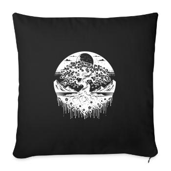 Cherry tree blossom in vintage landscape - Sofa pillowcase 17,3'' x 17,3'' (45 x 45 cm) - black - Front