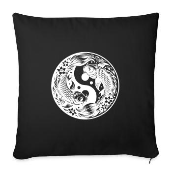 Elegant Yin and Yang Koi Carp Yoga Circle - Sofa pillowcase 17,3'' x 17,3'' (45 x 45 cm) - black - Front