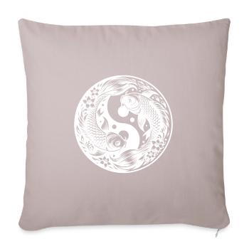 Cercle de yoga élégant Yin et Yang Koi Carp - Housse de coussin décorative 45 x 45 cm - taupe clair - Devant