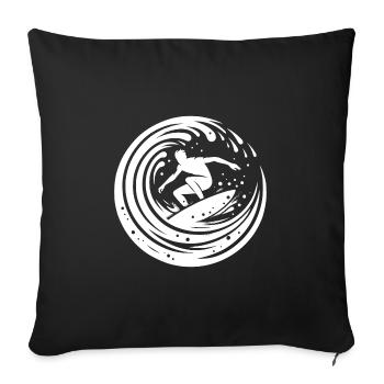 Sporty surfer surfing in the wave - Sofa pillowcase 17,3'' x 17,3'' (45 x 45 cm) - black - Front