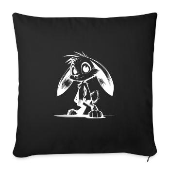 Little rabbit with big eyes and long ears - Sofa pillowcase 17,3'' x 17,3'' (45 x 45 cm) - black - Front