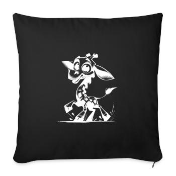 Dessin d’un petit bébé girafe mignon - Housse de coussin décorative 45 x 45 cm - noir - Devant