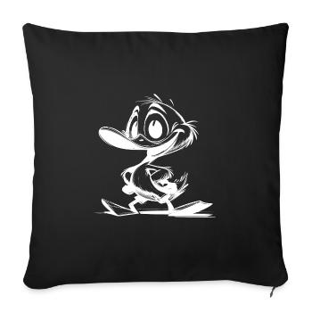 Drawing Baby Duck with Huge Beak - Sofa pillowcase 17,3'' x 17,3'' (45 x 45 cm) - black - Front
