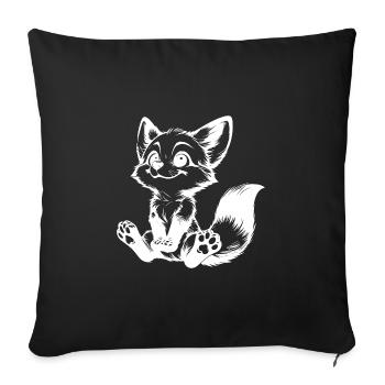 Smiling Sitting Fox Baby Stroke Drawing - Sofa pillowcase 17,3'' x 17,3'' (45 x 45 cm) - black - Front