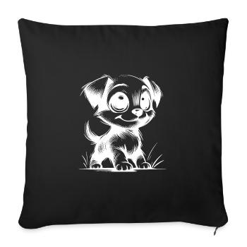 Cute little dog drawing with big eyes - Sofa pillowcase 17,3'' x 17,3'' (45 x 45 cm) - black - Front