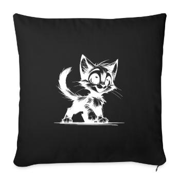 Chat souriant maison tigre dessin pour enfants - Housse de coussin décorative 45 x 45 cm - noir - Devant