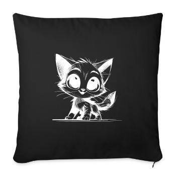 Cute Pencil Drawing Cats Baby Eyes - Sofa pillowcase 17,3'' x 17,3'' (45 x 45 cm) - black - Front