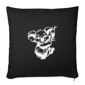Dessin au crayon Koala pour enfants australiens - Housse de coussin décorative 45 x 45 cm - noir - Devant