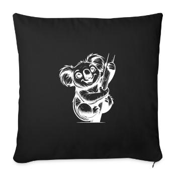 Koala crayon australien souriant pour enfants - Housse de coussin décorative 45 x 45 cm - noir - Devant