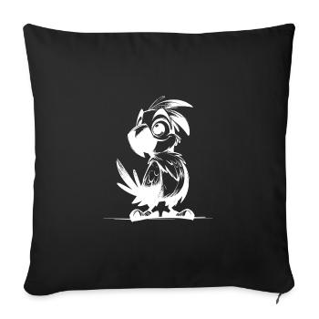 Cute Kids Pencil Parrot Drawing - Sofa pillowcase 17,3'' x 17,3'' (45 x 45 cm) - black - Front