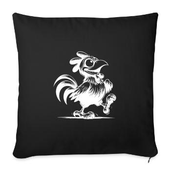 Grinsender Lustiger Gockel Zeichnung - Sofakissenbezug 45 x 45 cm - Schwarz - Vorne