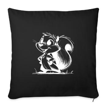 Cute Squirrel Pencil Drawing - Sofa pillowcase 17,3'' x 17,3'' (45 x 45 cm) - black - Front