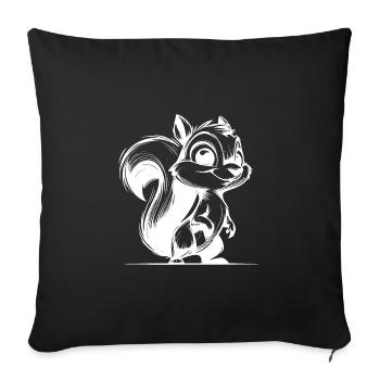 Small Pencil Squirrel Stroke Drawing - Sofa pillowcase 17,3'' x 17,3'' (45 x 45 cm) - black - Front