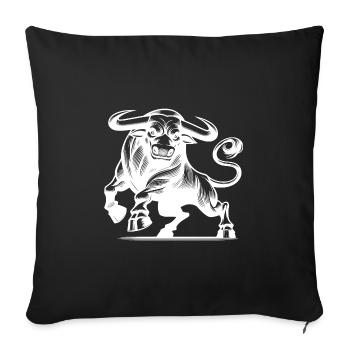 Wild powerful bull with huge horns - Sofa pillowcase 17,3'' x 17,3'' (45 x 45 cm) - black - Front
