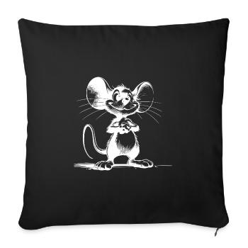 Smiling mouse with big eyes and ears - Sofa pillowcase 17,3'' x 17,3'' (45 x 45 cm) - black - Front