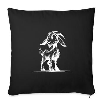 Chèvre Grands Yeux Souriant Chèvre Croquis - Housse de coussin décorative 45 x 45 cm - noir - Devant