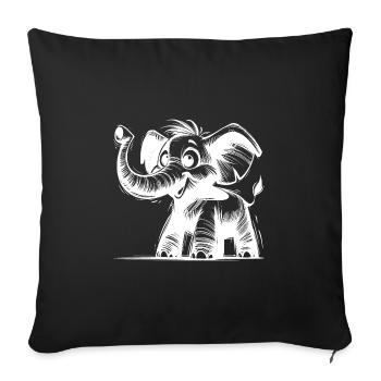 Mignon petit bébé éléphant avec une énorme trompe - Housse de coussin décorative 45 x 45 cm - noir - Devant