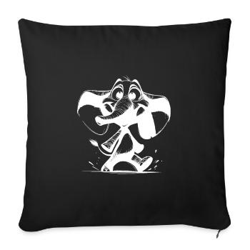 Drôle d’éléphant, trompe énorme et grandes oreilles - Housse de coussin décorative 45 x 45 cm - noir - Devant