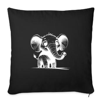 Mignon bébé éléphant avec de grandes oreilles - Housse de coussin décorative 45 x 45 cm - noir - Devant