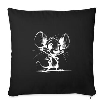 Petite souris avec de grands yeux et de grandes oreilles - Housse de coussin décorative 45 x 45 cm - noir - Devant