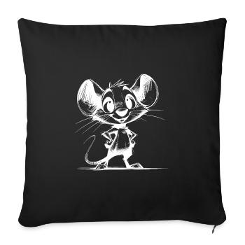 Cute Kids Pencil Mouse with Big Ears - Sofa pillowcase 17,3'' x 17,3'' (45 x 45 cm) - black - Front