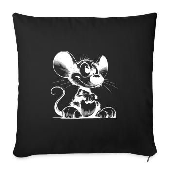 Fun mouse with huge ears and big feet - Sofa pillowcase 17,3'' x 17,3'' (45 x 45 cm) - black - Front