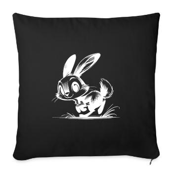 Bébé lapin rebondissant avec de grands yeux et de grandes oreilles - Housse de coussin décorative 45 x 45 cm - noir - Devant