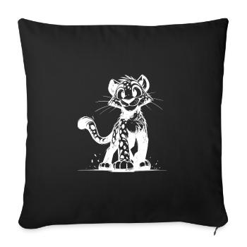 Small leopard with spots and big eyes - Sofa pillowcase 17,3'' x 17,3'' (45 x 45 cm) - black - Front
