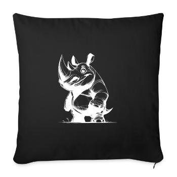 Lustiges Spitzmaulnashorn mit riesigem Horn - Sofakissenbezug 45 x 45 cm - Schwarz - Vorne