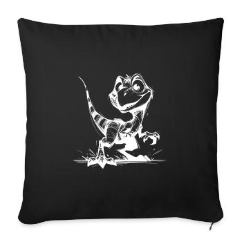 Cute Naughty Raptor Baby Dino Sketch - Sofa pillowcase 17,3'' x 17,3'' (45 x 45 cm) - black - Front