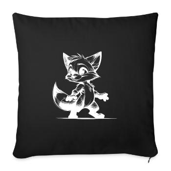 Little Fox Baby Fox Drawing Sketch - Sofa pillowcase 17,3'' x 17,3'' (45 x 45 cm) - black - Front