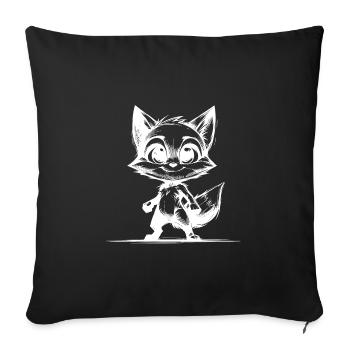 Baby Fuchs Kinder Zeichnung Skizze - Sofakissenbezug 45 x 45 cm - Schwarz - Vorne